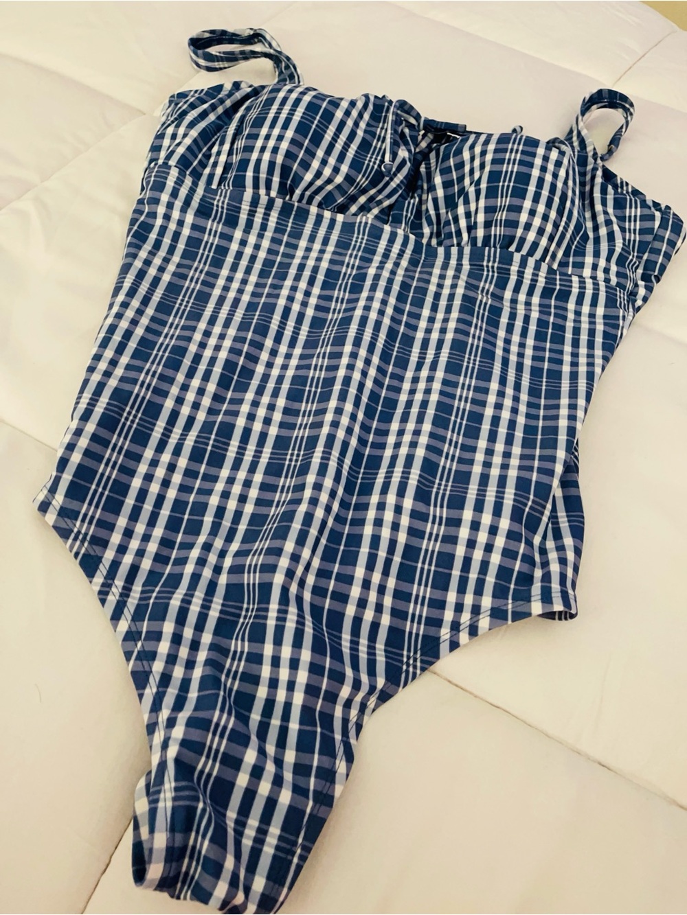 Kona Sol Navy Plaid One-Piece Swimsuit